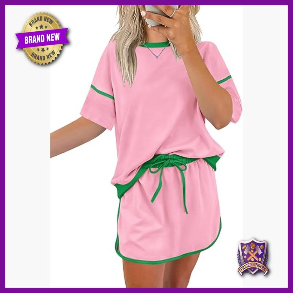 Women's 2-Piece Polyester Lounge Set with Skirt and Top, Size Small